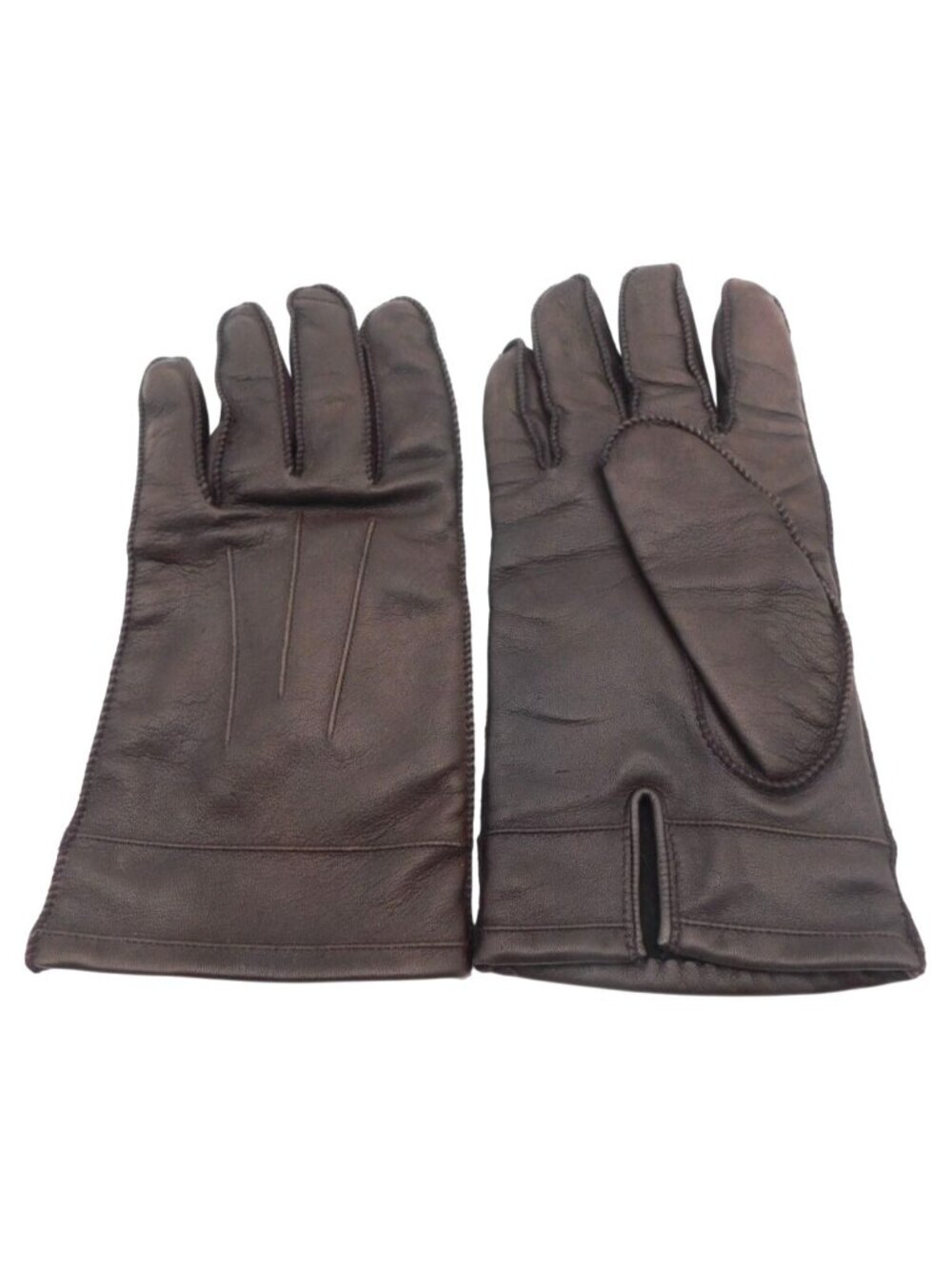 Genuine Leather Gloves Brown Large Size Polyester Lining